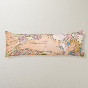The Iris (1897) by Alphonse Mucha Body Cushion
