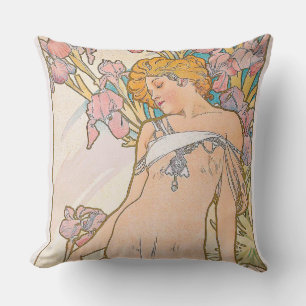 The Iris (1897) by Alphonse Mucha Cushion