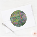 The Iris Garden At Giverny By Claude Monet  Classic Round Sticker<br><div class="desc">The Iris Garden at Giverny painted by Claude Monet. Circa 1900.

This image is in the public domain.</div>