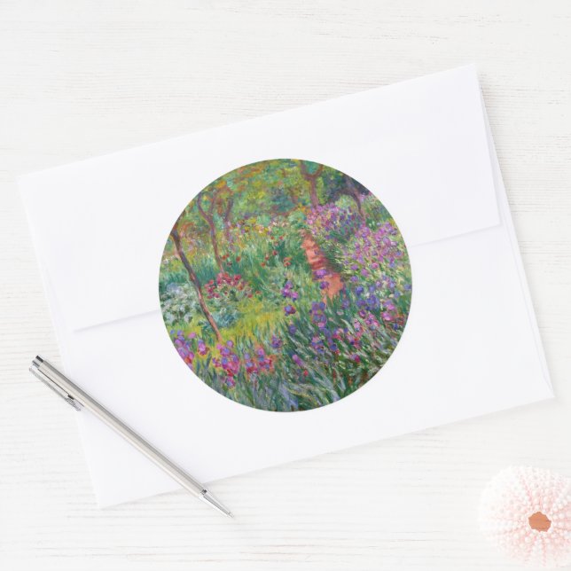 The Iris Garden At Giverny By Claude Monet  Classic Round Sticker (Envelope)