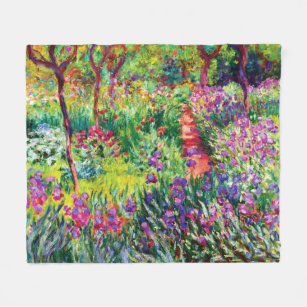 The Iris Garden at Giverny by Claude Monet Fleece Blanket