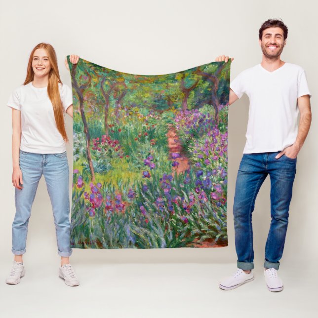 The Iris Garden At Giverny By Claude Monet  Fleece Blanket (In Situ)