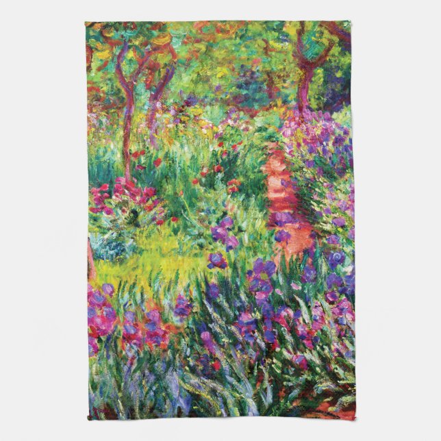 The Iris Garden at Giverny by Claude Monet Tea Towel (Vertical)