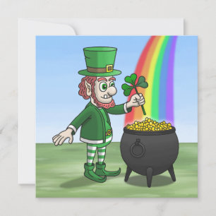 The Irish leprechaun and the pot of gold Holiday Card
