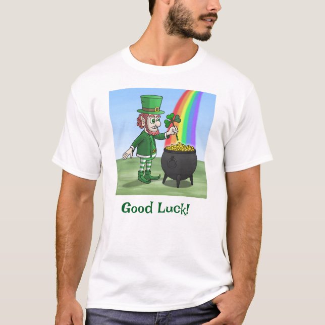 The Irish leprechaun and the pot of gold T-Shirt (Front)