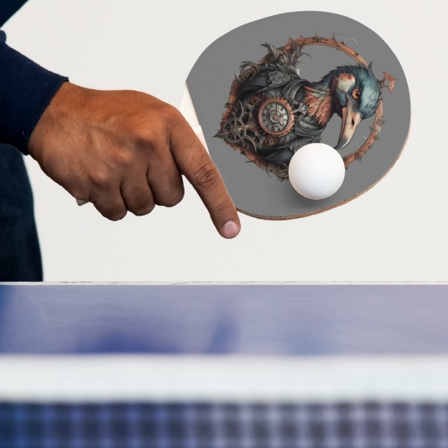 "The Iron Beak: A Steampunk Ibis"  Ping Pong Paddle (Insitu)