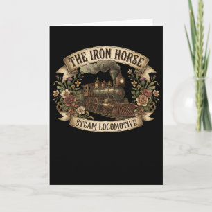 The Iron Horse Steam Locomotive Vintage Train Art  Card