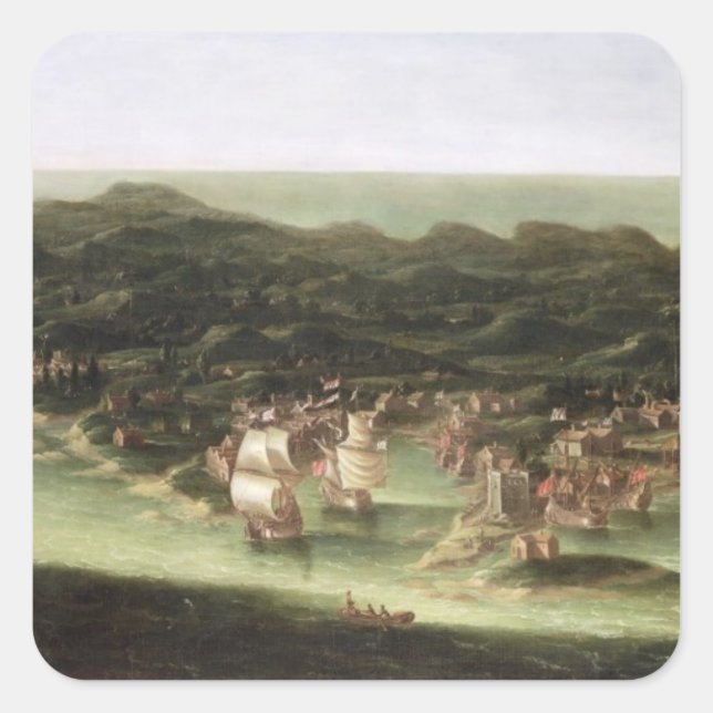 The Island of Barbados, c.1694 (oil on canvas) Square Sticker (Front)