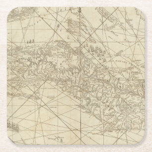 The Island of Cuba with part of the Bahama Banks Square Paper Coaster