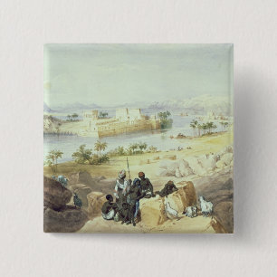 The Island of Philae, looking down the River Nile 15 Cm Square Badge