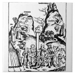 The Israelites worship a golden calf Ceramic Tile