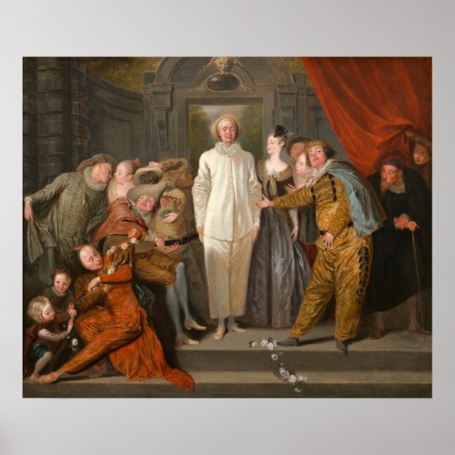 The Italian Comedians - Antoine Watteau Fine Art Poster (Front)