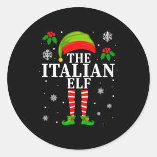 The Italian Elf Family Matching Christmas Pajama L Classic Round Sticker