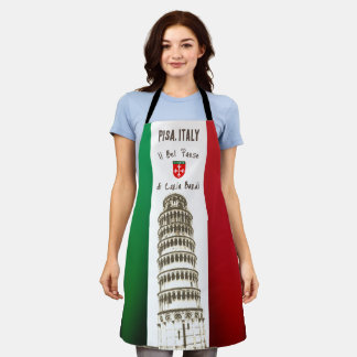 The Italian Flag And The Tower of Pisa Apron