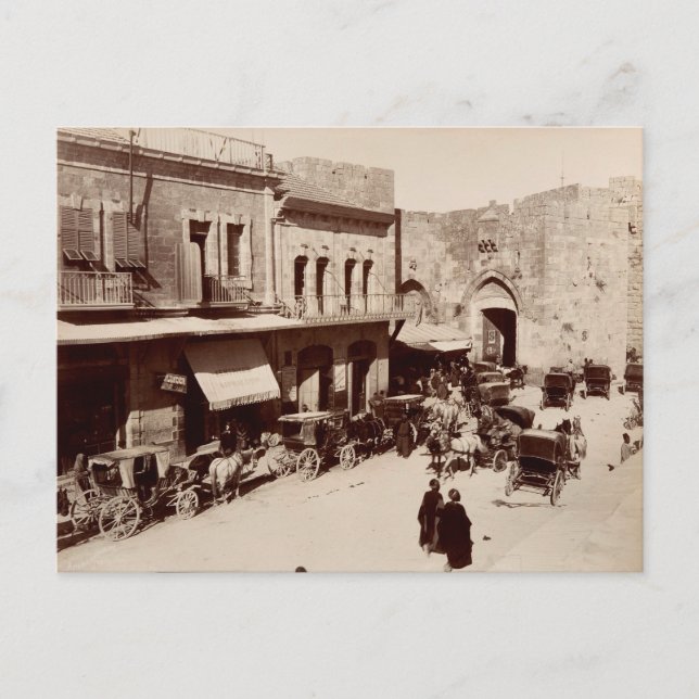 The "Jaffa Gate" in Jerusalem, Holy Land Postcard (Front)