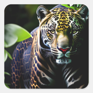The Jaguar - Fierce Jungle Predator Square Sticker