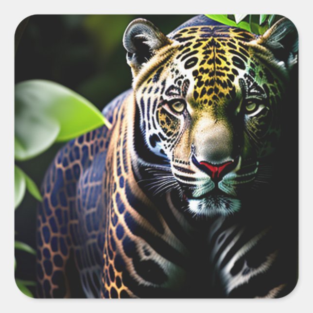 The Jaguar - Fierce Jungle Predator Square Sticker (Front)