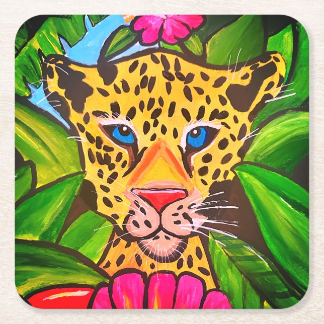 The jaguar square paper coaster (Front)