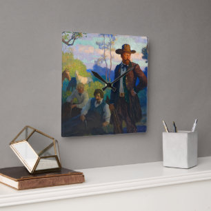 The James Brothers in Missouri by N. C. Wyeth Square Wall Clock