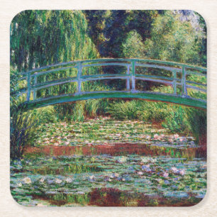 The Japanese Bridge (Water-Lily Pond), Monet Square Paper Coaster