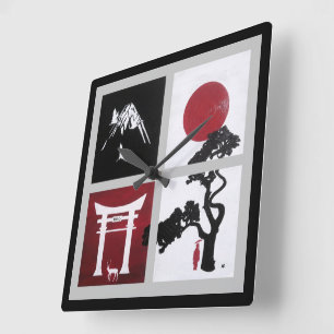 The Japanese Spirit Painting by Alfred Fox Square Wall Clock