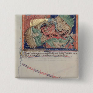 The jaws of Hell swallowing the red dragon 15 Cm Square Badge