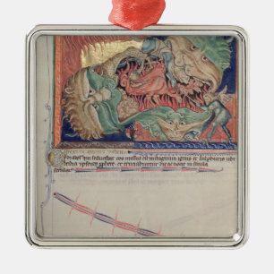The jaws of Hell swallowing the red dragon Metal Ornament
