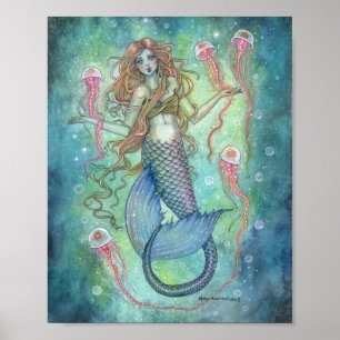 The Jellies Mermaid and Jellyfish Fantasy Art Poster
