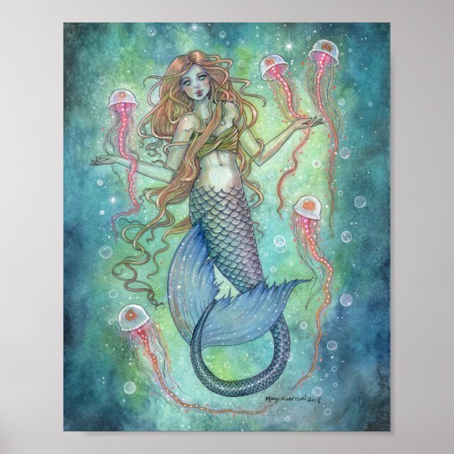 The Jellies Mermaid and Jellyfish Fantasy Art Poster (Front)