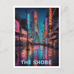 The Jersey Shore Boardwalk Graphic Design Postcard