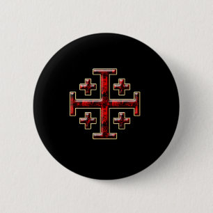The Jerusalem Cross - Black Back 6 Cm Round Badge