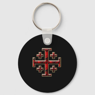 The Jerusalem Cross - Black Back Key Ring