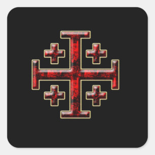 The Jerusalem Cross - Black Back Square Sticker