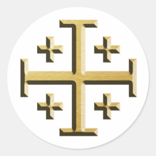 The Jerusalem Cross - Gold Beveled Edition Classic Round Sticker