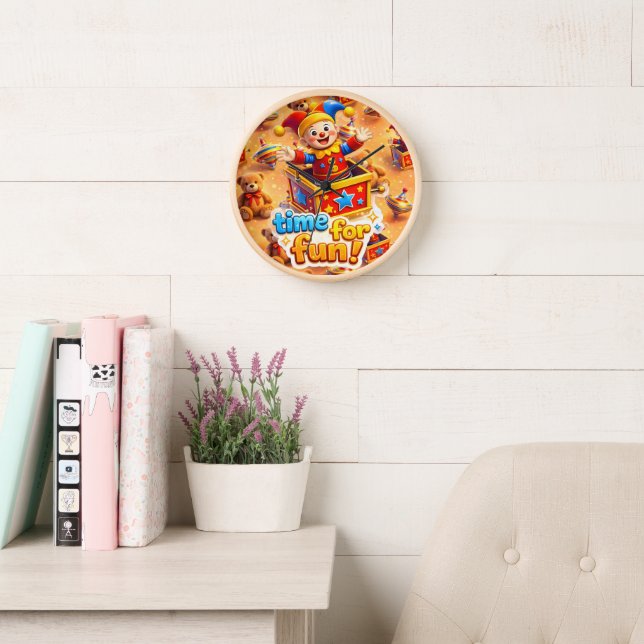 The jesters golden toybox nursery clock (Reading Room)