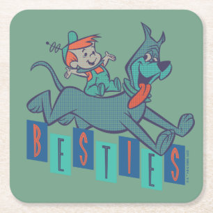 The Jetsons   Elroy & Astro Besties Square Paper Coaster
