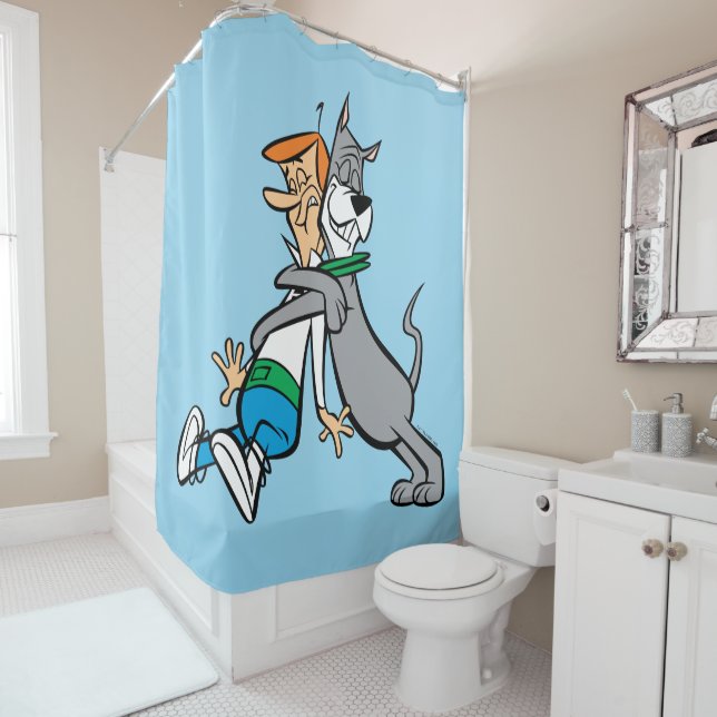 The Jetsons | George & Astro Hug Shower Curtain (In Situ)