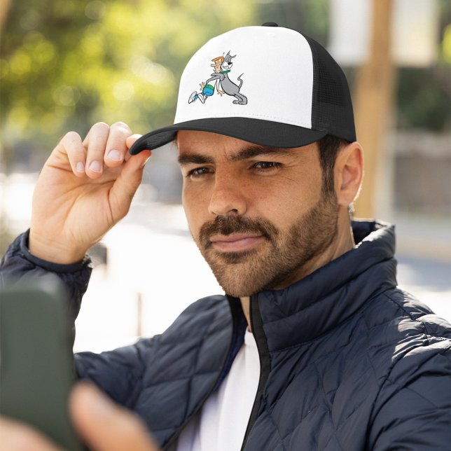 The Jetsons | George & Astro Hug Trucker Hat (Person wearing hat)