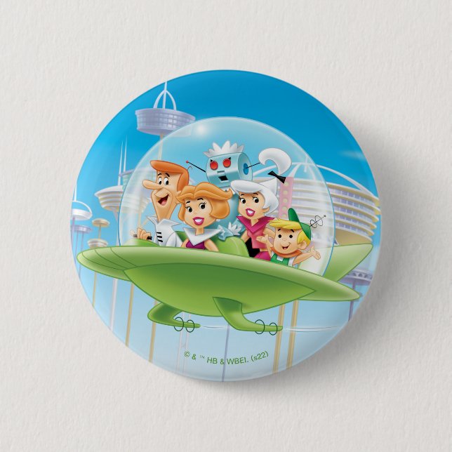 The Jetsons | The Family Flying Car 6 Cm Round Badge (Front)