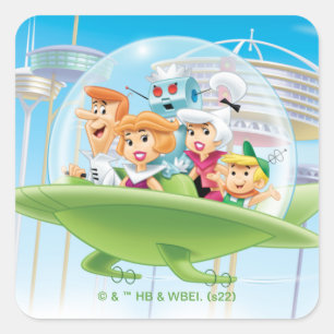 The Jetsons   The Family Flying Car Square Sticker