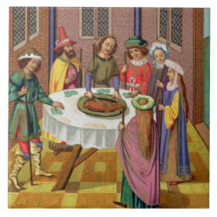 The Jews' Passover, facsimile of a 15th century mi Ceramic Tile