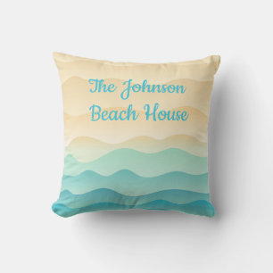 The Johnson Beach House Pillow, Abstract Waves Cushion