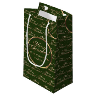 The Johnson Family Christmas Green Faux Gold Chic Small Gift Bag