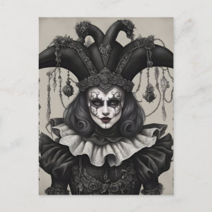 The Joker Clown in Black and White Postcard