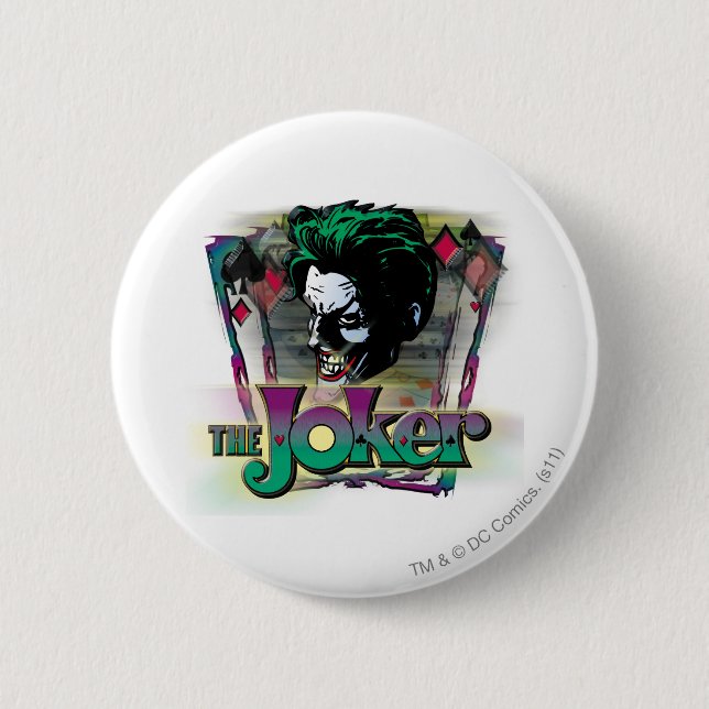 The Joker - Face and Logo 6 Cm Round Badge (Front)