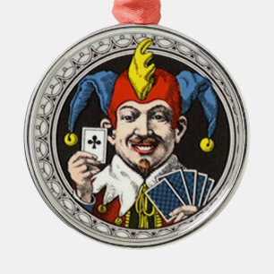 The jolly joker playing card graphic metal ornament