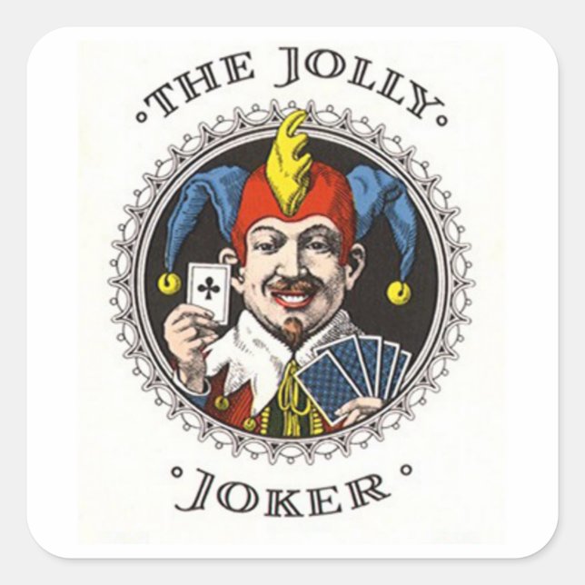 The jolly joker playing card graphic square sticker (Front)