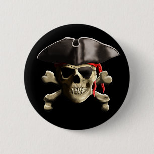 The Jolly Roger Pirate Skull 6 Cm Round Badge