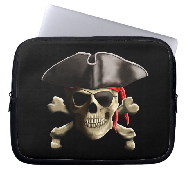 The Jolly Roger Pirate Skull Laptop Sleeve (Front)