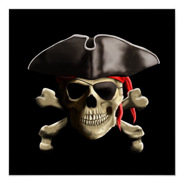 The Jolly Roger Pirate Skull Poster (Front)
